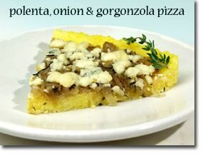 Polenta, Onion and Gorgonzola Pizza