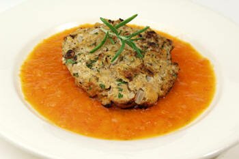 Baked Salmon & Walnut Patties With Red Bell Pepper Sauce