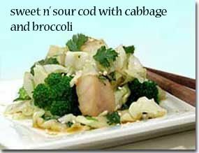 Sweet N' Sour Cod with Cabbage and Broccoli