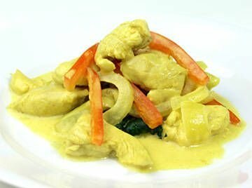 Curried Chicken Over Spinach